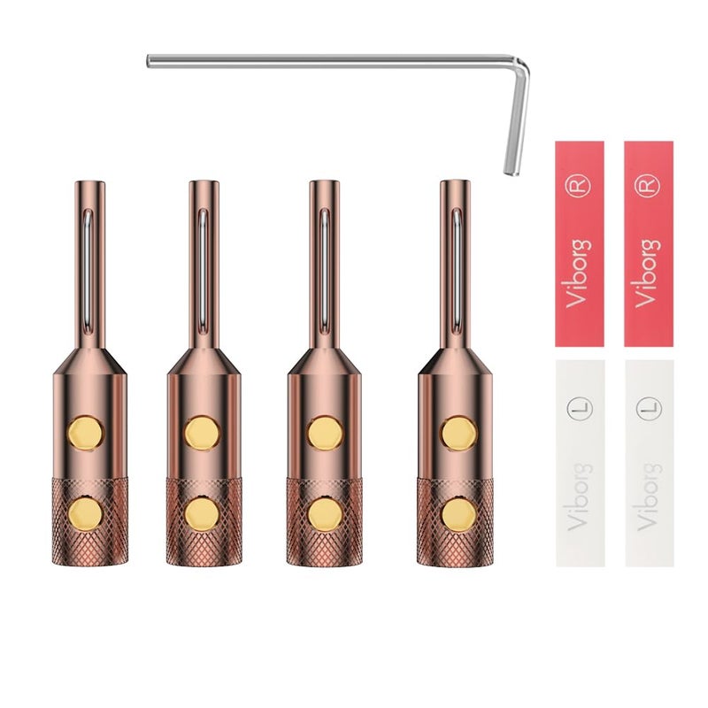 Viborg Speaker Banana Plugs Pure Copper Screw Locking 4MM Speaker Connectors for Hi-End Amplifier Wire, Home Theater, Audio/Video Receiver, Amplifiers and Sound Systems 4PCS (VB401 Pure Copper) - Image 1